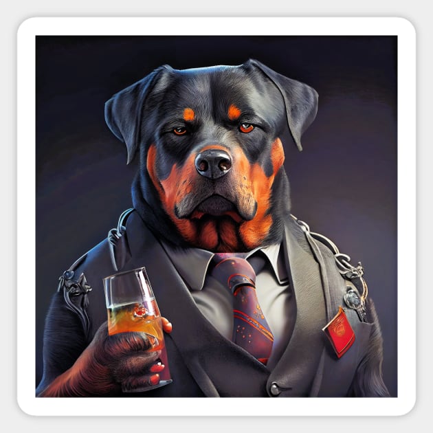 portrait of a rottweiler boss Sticker by heartyARTworks